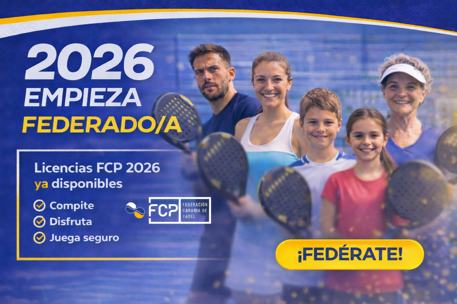 La Federación Canaria de Pádel abre la campaña de licencias federativas para la temporada 2026