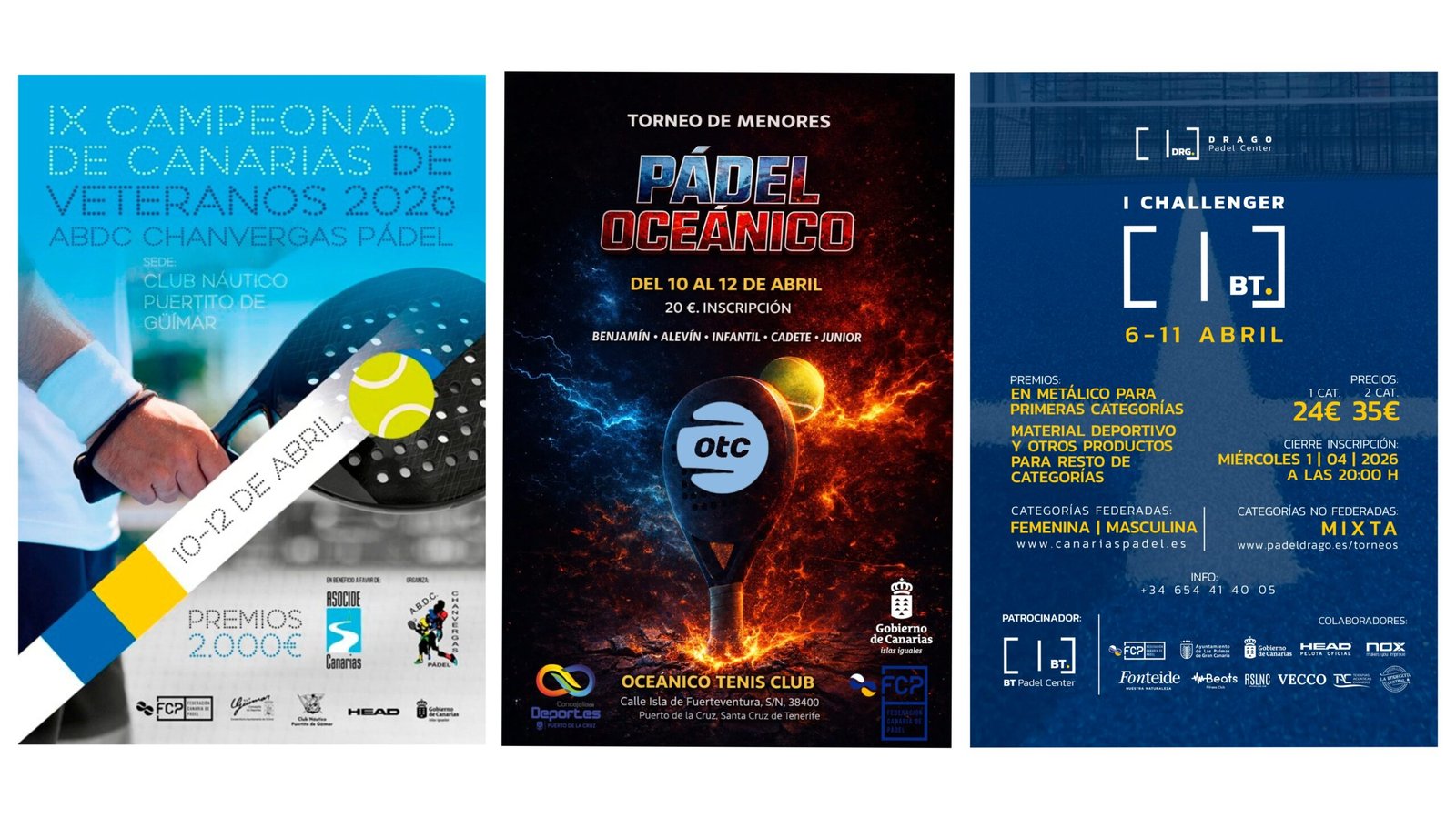 Veteranos, menores y absolutos: el pádel canario vive un fin de semana de competición en tres frentes