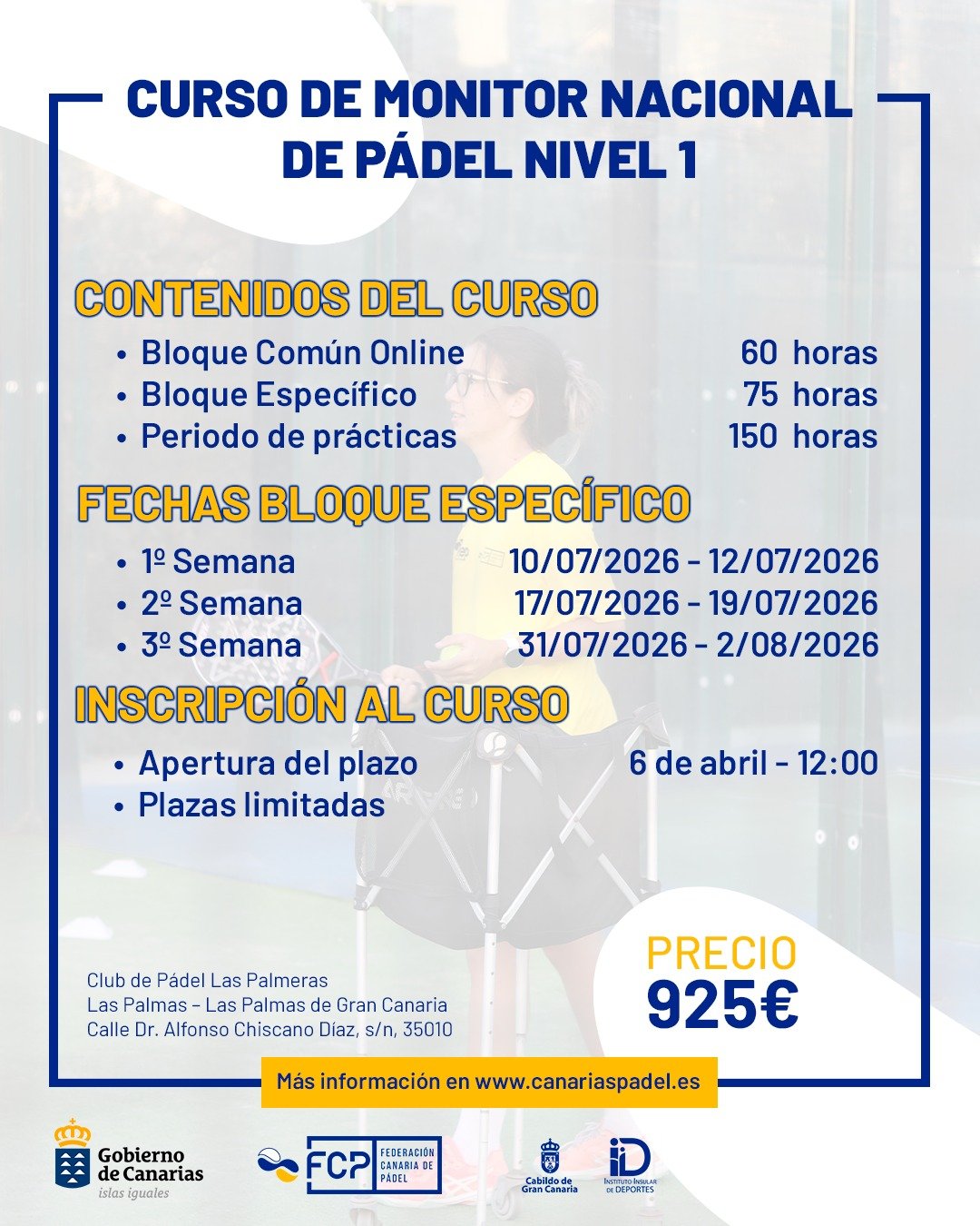 Conviértete en monitor de pádel con titulación oficial: la FCP pone en marcha su curso de formación 2026