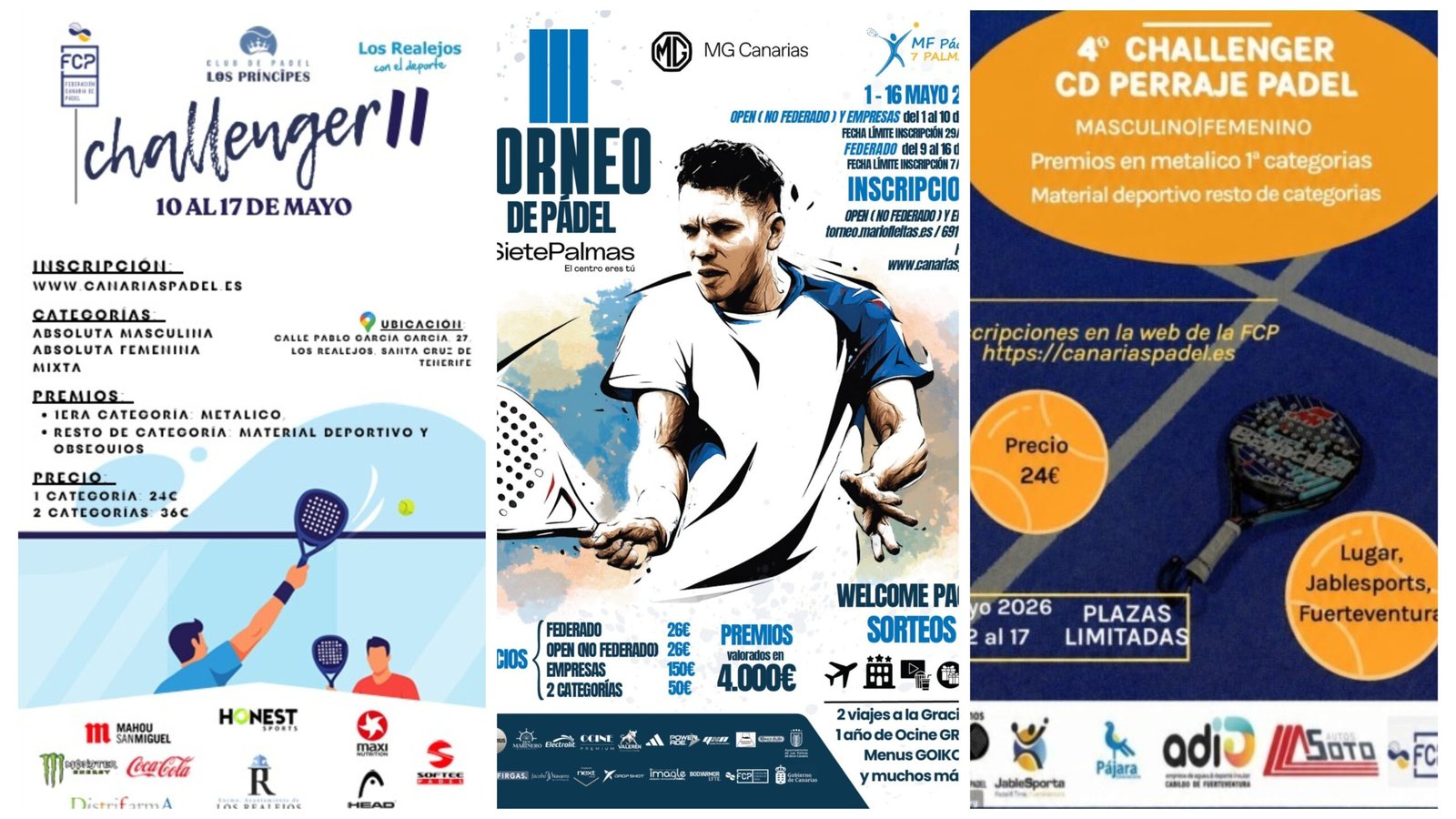Tenerife, Gran Canaria y Fuerteventura concentran a 468 deportistas en un intenso fin de semana de pádel